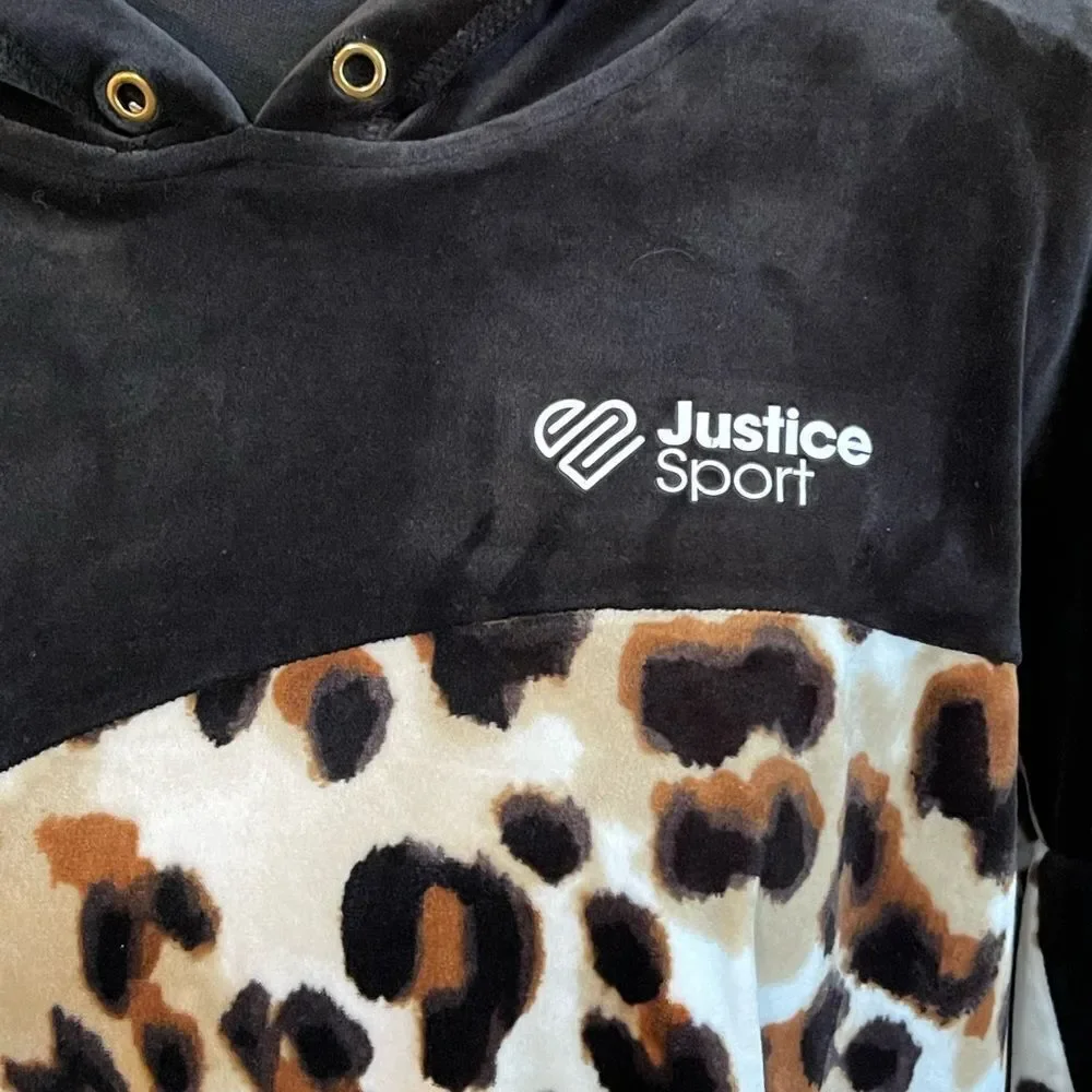 Girl’s XL Justice Sport Blocked Velour hoodie.